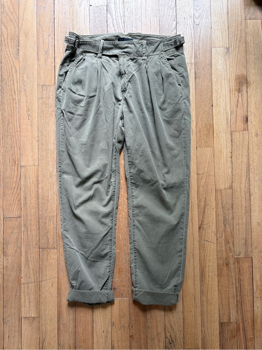 Martin + Osa Olive Green Pleated Chinos